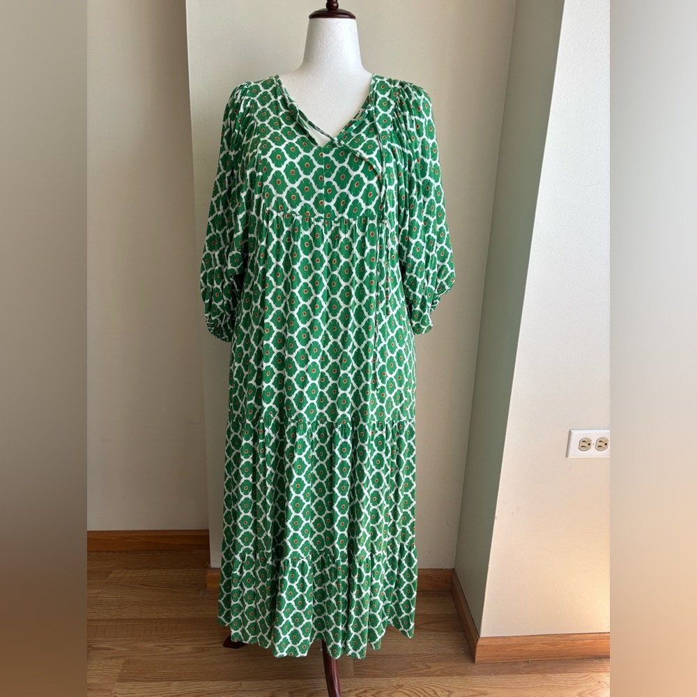 Soft green pattern midi/maxi dress